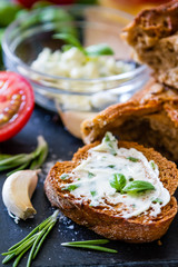 Garlic bread with herbs