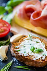 Garlic bread with herbs