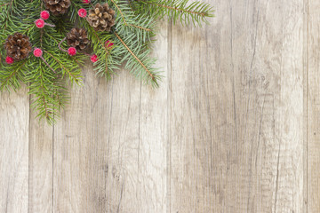 Świąteczna dekoracja na drewnianych deskach