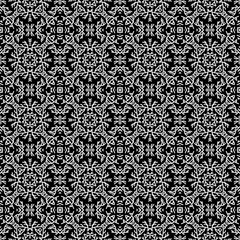 Seamless abstract detailed black and white pattern. Ethnic style