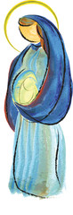 Blessed Virgin mary pregnant, abstract symbolic illustration - obrazy, fototapety, plakaty