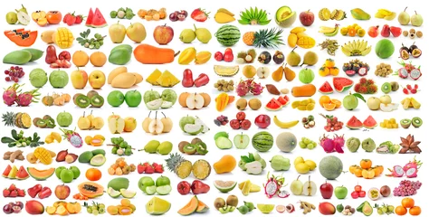 Fotobehang set of fruit isolated on white background © sommai