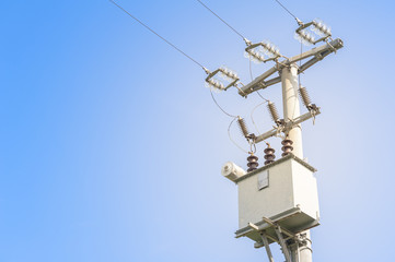Electric transformer on electric pole