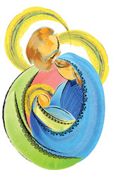 Holy Family Jesus Mary and Joseph artistic abstract nativity Christ © t0m15