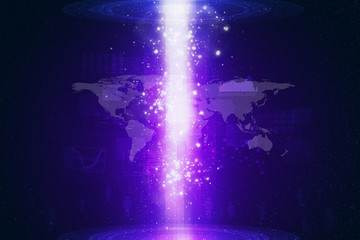 Abstract violet background with world map