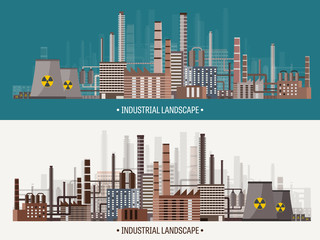 Fototapeta premium Vector illustration. Urbanization. Industrial revolution. Pipe. Air pollution. Oil and gas, fuel