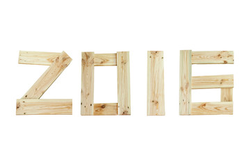 New year 2016 wood white background