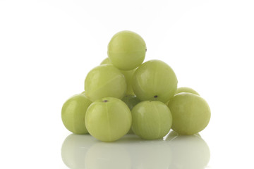  Fresh Green Gooseberries shot in Studio on White background