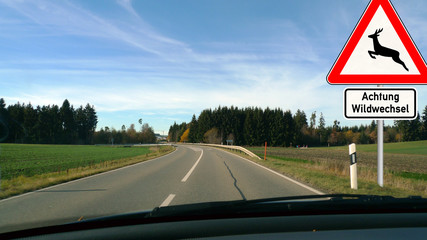 cts2 CarTrafficSign - Verkehrsschild - Achtung Wildwechsel - 16zu9 g4038