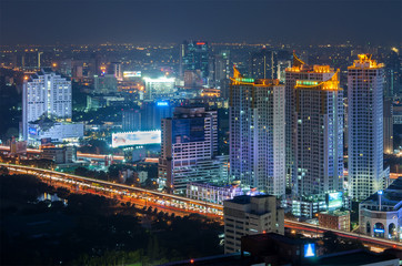 Obraz premium Beautiful night cityscape of Bangkok, Thailand