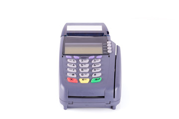 Credit card machine isolated on white background
