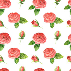 Seamless pattern with red flower