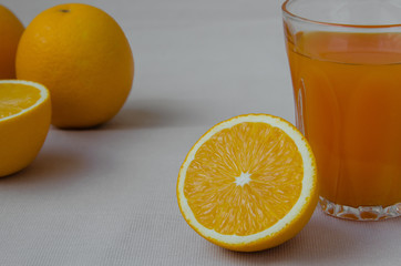 Orange Juice and Sliced Organic Orange.