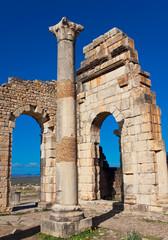 Obraz premium Roman ruins in Volubilis, Meknes Tafilalet, Morocco