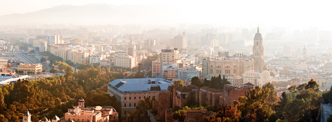 panorama view of Malaga city, Spain