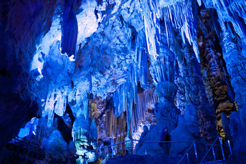 Stalactites inside of St. Michaels cave in Gibraltar