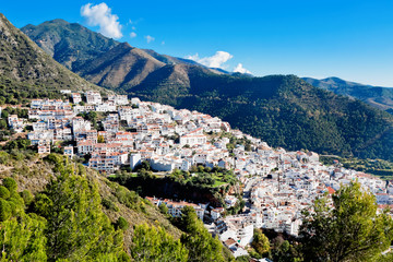 View of town and surrounding countryside, Ojen, Malaga Province,
