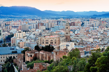 Naklejka premium View over Malaga, Andalusia, Spain