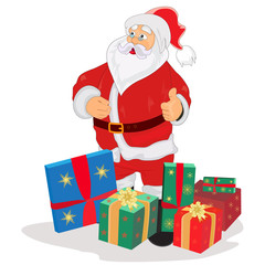 Santa Claus with gifts vector illustration isolated on white background