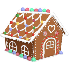 Vector illustration of a gingerbread house.