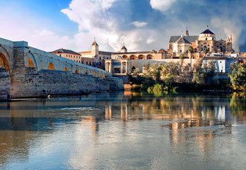 Roman Bridge and Guadalquivir river, Great Mosque, Cordoba, Spai