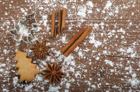 Christmas sweets on wooden background