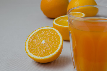 Orange Juice and Sliced Organic Orange.