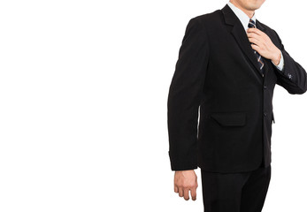Obraz na płótnie Canvas One Business Man 6 - One business man wear black suit stand on isolated/white background