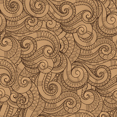 Seamless asian ethnic floral retro doodle background pattern in