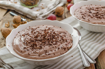 Chocolate pudding and baked granola