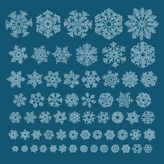 Different hand-drawn snowflakes set