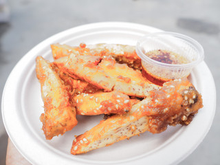 deep fried sweet potato with sesame