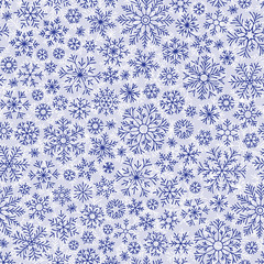 Christmas seamless doodle pattern with snowflakes