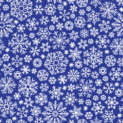 Christmas seamless doodle pattern with snowflakes