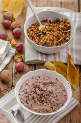 Chocolate pudding and baked granola