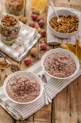 Chocolate pudding and baked granola