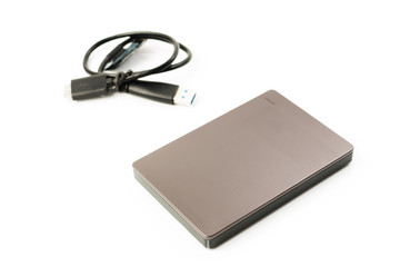 External Hard Disk USB 3.0 on isolated white background