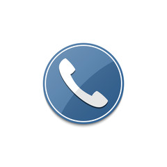 Blue phone icon with shadow