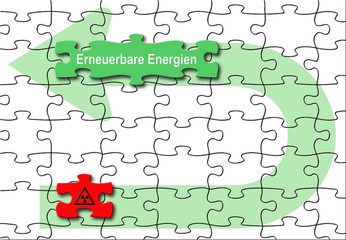 Energiewende 19 / Puzzle "Erneuerbare Energien" Symbol Kernkraft