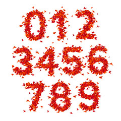 Numbers. Origami paper bird on abstract background