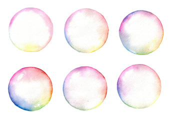 Watercolor rainbow soap Bubbles set isolated