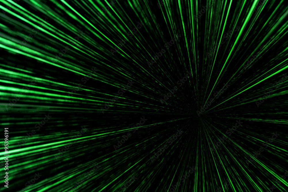 Poster digital green star burst matrix generated in black background, technology concept