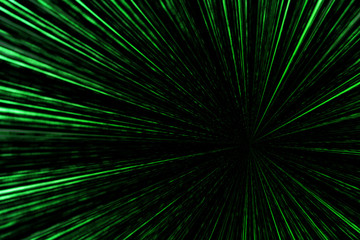 Fototapeta na wymiar digital green star burst matrix generated in black background, technology concept