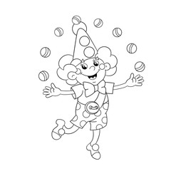 Coloring Page Outline Of a funny clown juggling balls