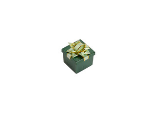 green gift box isolated on white background 