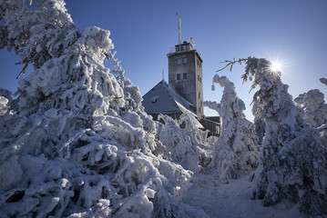 Winter Wonderland auf dem Fichtelberg im Erzgebirge, Sachsen