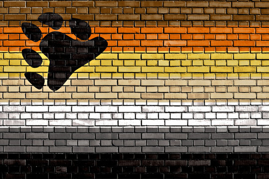 International Bear Brotherhood flag painted on brick wall