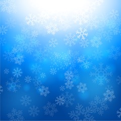 Winter background with beautiful various snowflakes