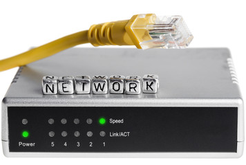router with wires closeup