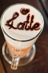 closeup of glass with latte i